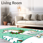 Cute White Horse Winter Holly Wreath Rug