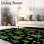 Green Christmas Tree Stars Snowflakes Rug
