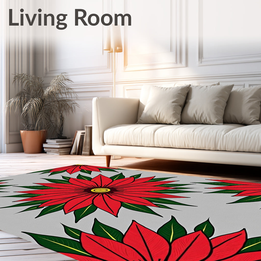 Vibrant Red Floral Garden Rug