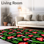 Whimsical Red Mushroom Forest Garden Rug