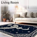 Midnight Eagle Moon Stars Border Rug