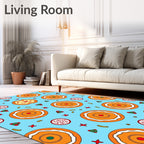 Whimsical Orange Donut Sprinkle Burst Rug