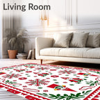 Festive Gnomes Snowflake Holiday Whimsical Rug