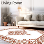 Ornate Brown Centerpiece Border Rug