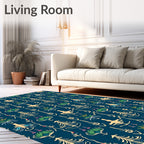 Deep Blue Botanical Figurine Rug