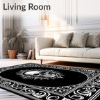 Gothic White Skull Ornate Frame Rug