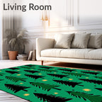 Festive Green Pine Tree Collection Rug