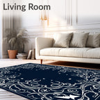 Celestial Navy White Swirls Moon Stars Rug