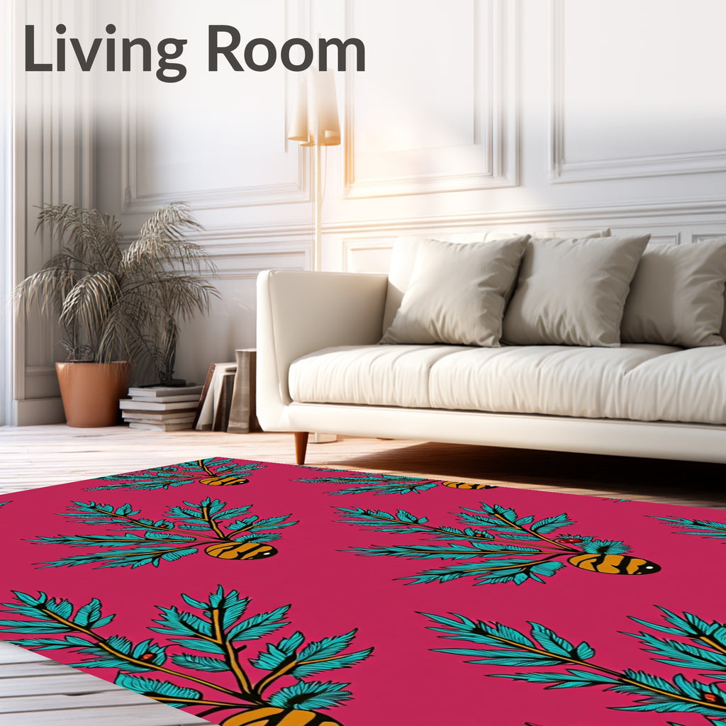 Emerald Fern Tiger Fruit Magenta Rug