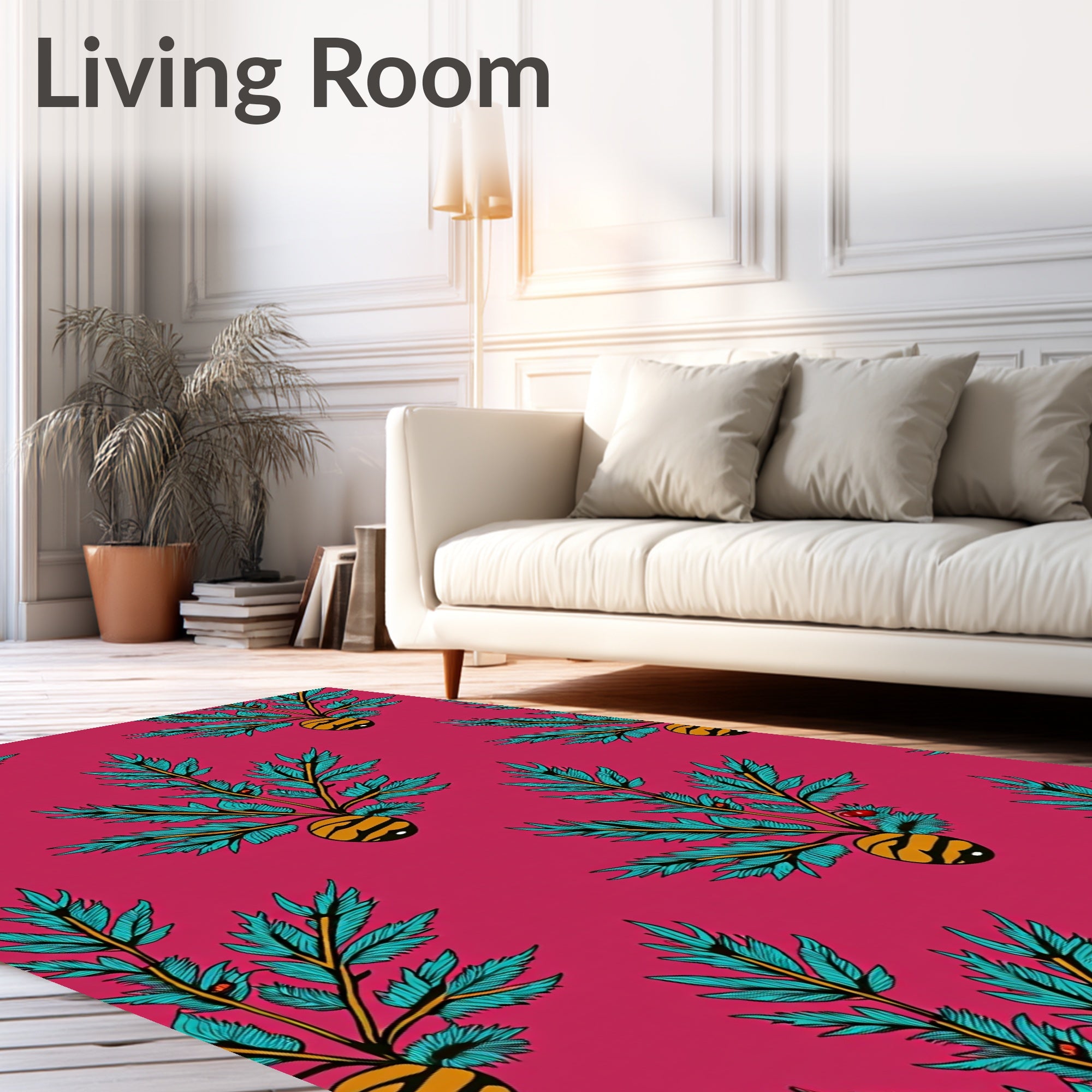 Emerald Fern Tiger Fruit Magenta Rug