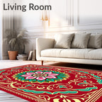 Crimson Bloom Centerpiece Border Rug