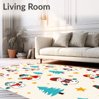 Whimsical Snowman Christmas Stars Rug