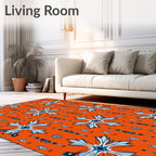Orange Blue Starburst Geometric Rug