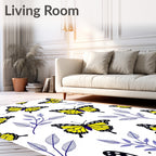 Vibrant Yellow Butterfly Branch Array Rug