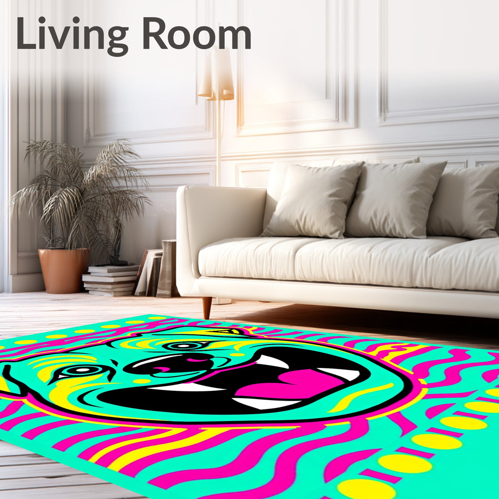 Vibrant Aqua Pitbull Face Graphic Rug