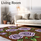 Purple Rose Garden Blooms Rug