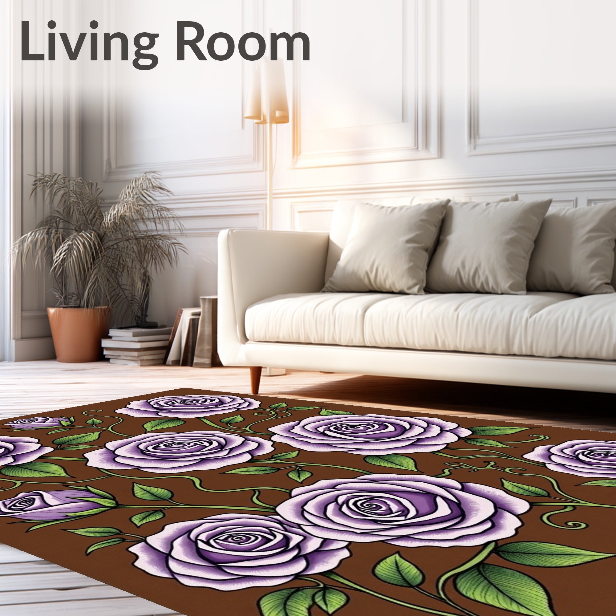 Purple Rose Garden Blooms Rug