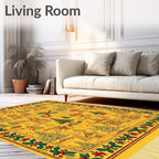 Yellow Winter Village Holly Border Rug