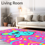 Cute Blue Koala Star Confetti Swirls Rug