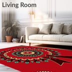Festive Red Mandala Wreath Bow Rug