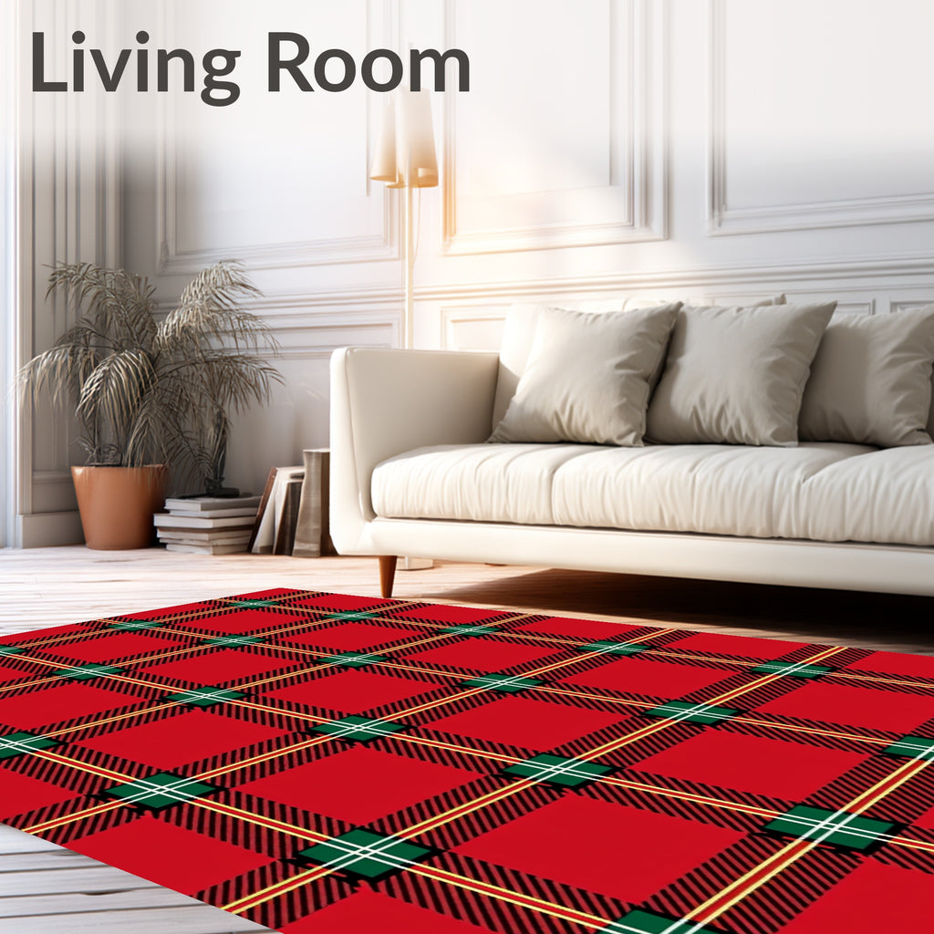 Classic Red Green Tartan Plaid Rug