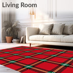 Classic Red Green Tartan Plaid Rug
