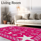 Fuchsia White Winter Festive Collection Rug