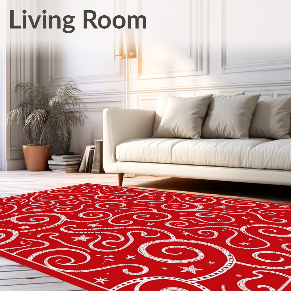 Crimson Swirl Starburst Contemporary Rug