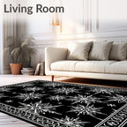 Black White Snowflake Composed Border Rug
