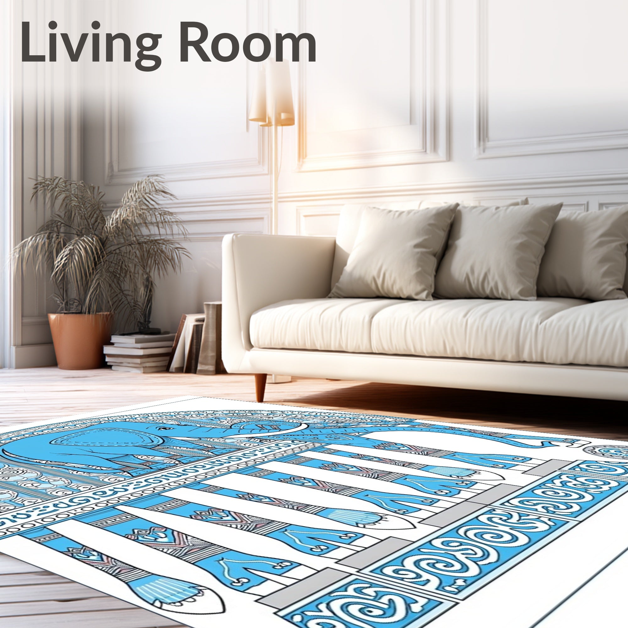 Cerulean Elephant Archway Medallion Rug