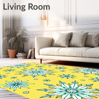 Bright Yellow Snowflake Medallion Rug