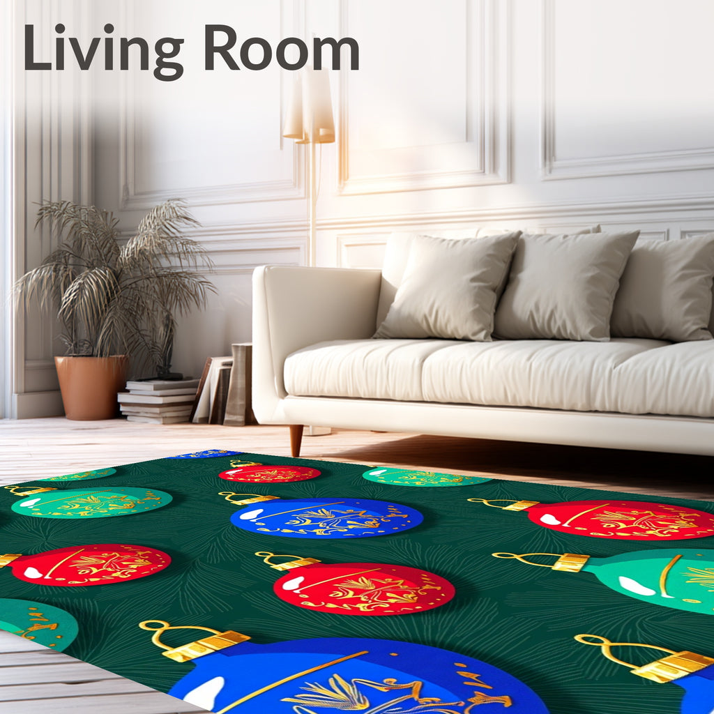 Red Green Blue Ornate Ornaments Rug
