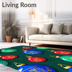 Red Green Blue Ornate Ornaments Rug