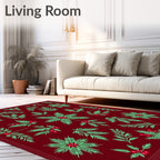 Muted Red Tropical Leaf Berry Rug