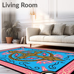 Golden Cross Blue Floral Arrangement Rug