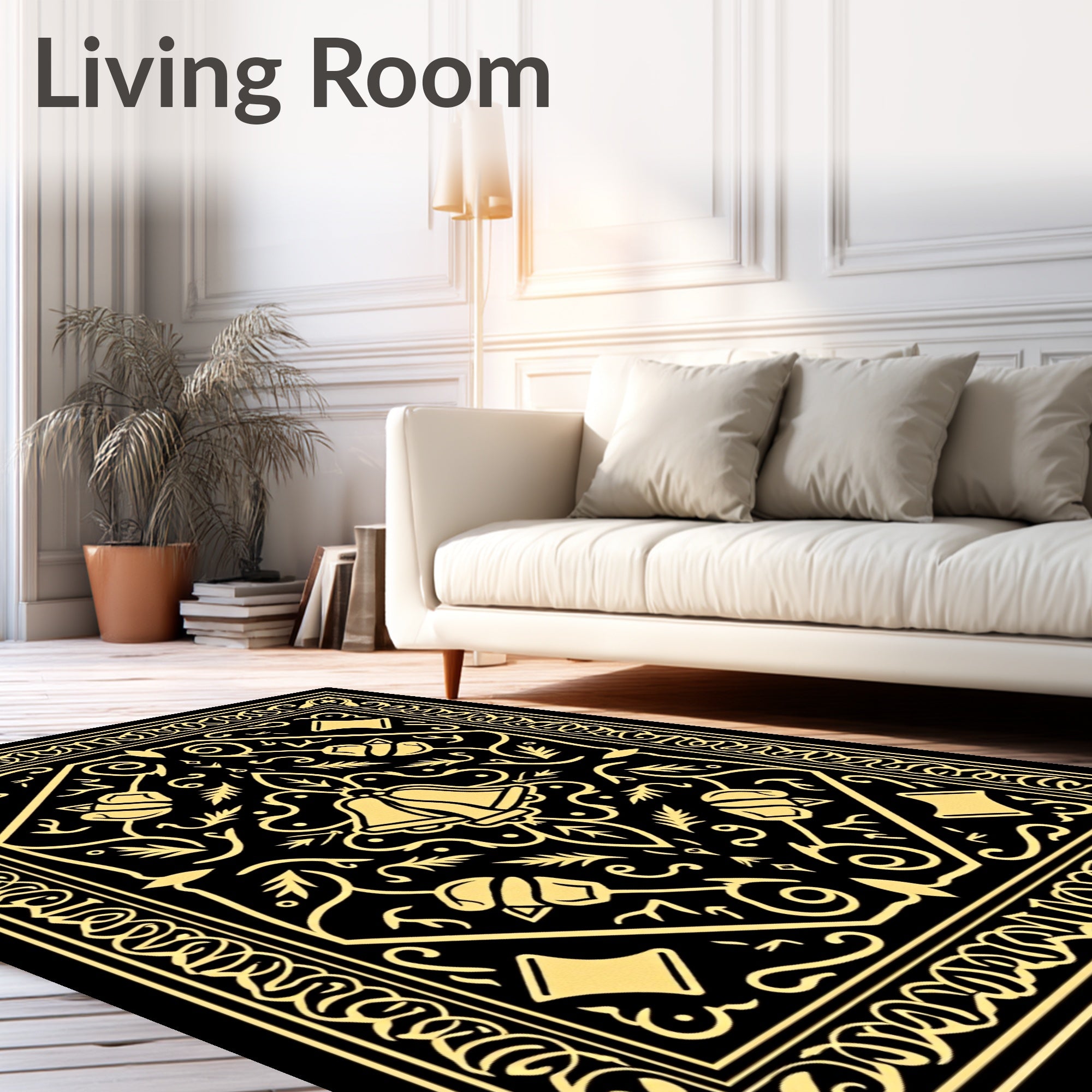 Golden Bells with Vintage Border Rug