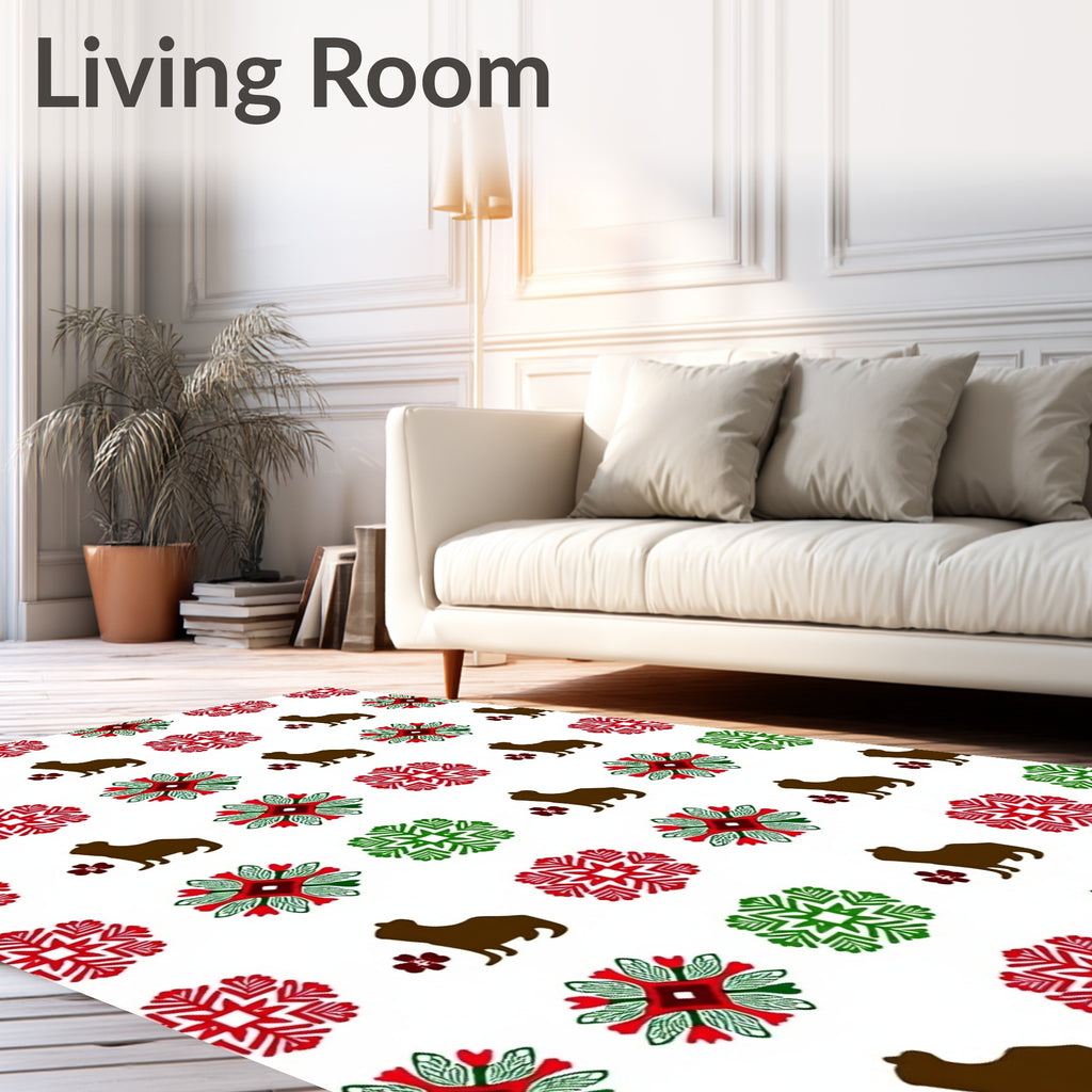 Brown Capybara Red Green Snowflake Medallion Rug