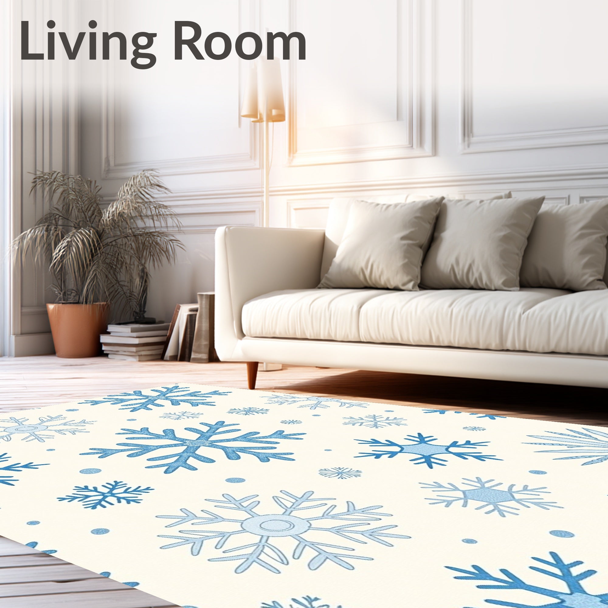 Arctic Blue Snowflake Scatter Rug