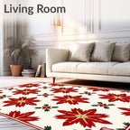 Red Floral Star Medallion Cream Rug