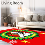 Cute Dog Christmas Wreath Stars Rug