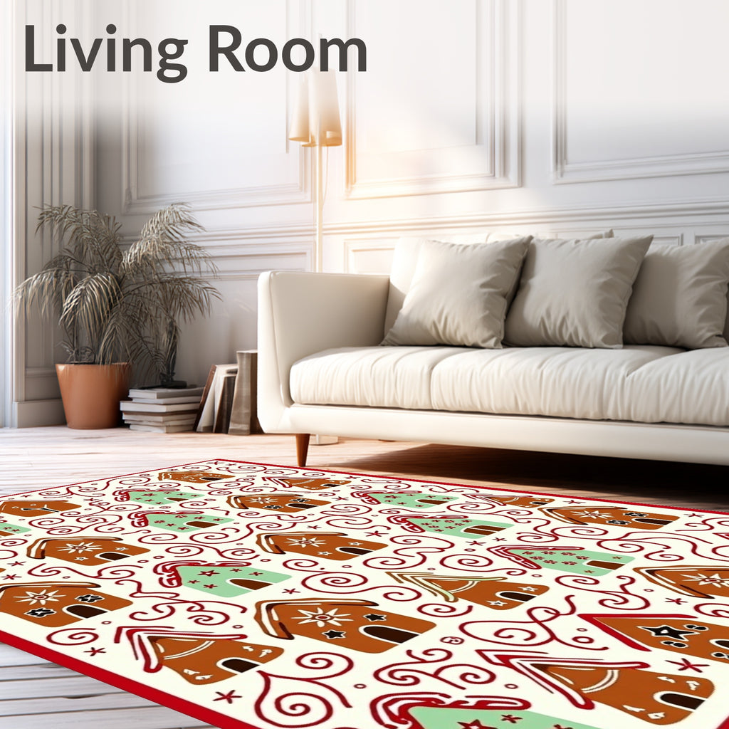 Whimsical Gingerbread Holiday Homes Rug