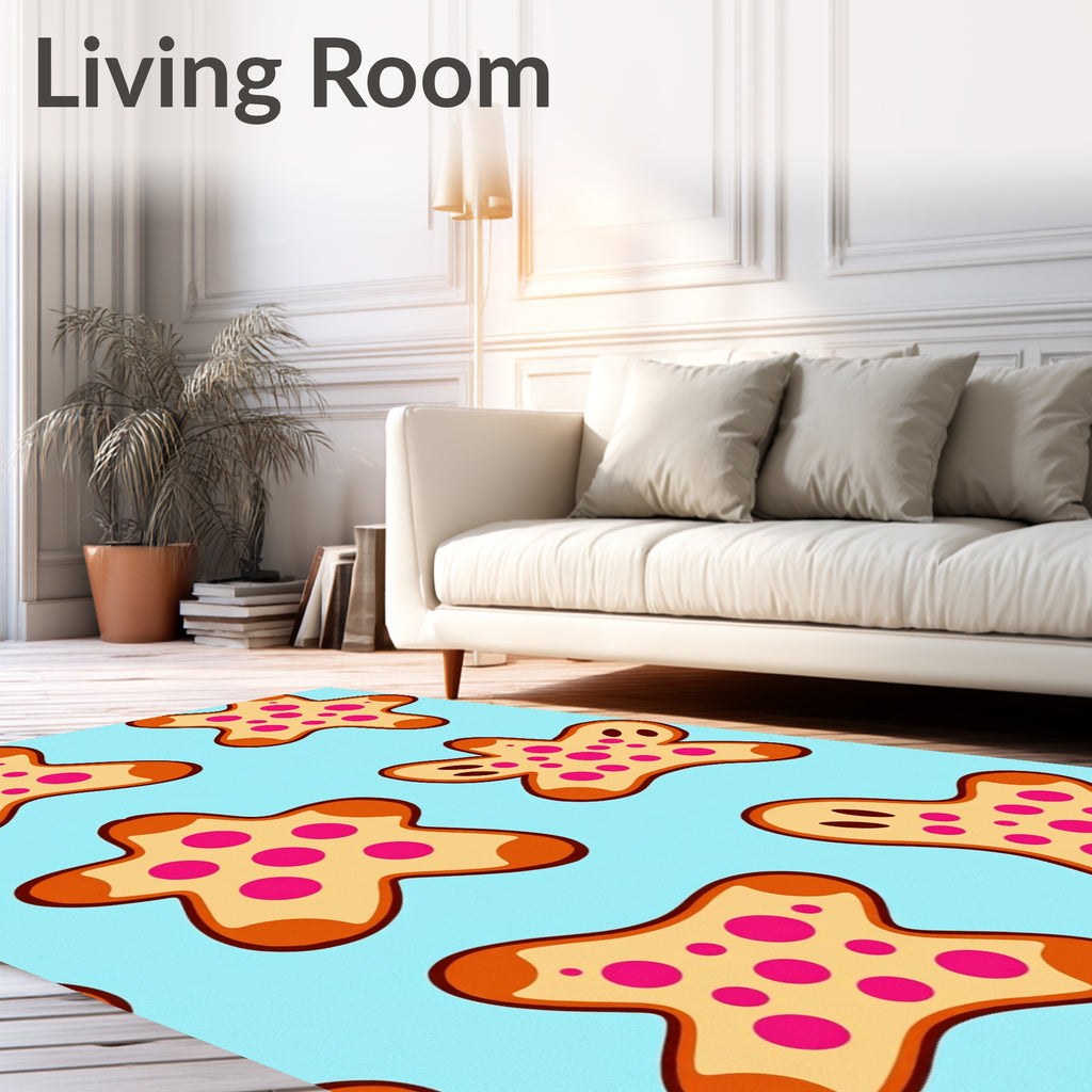 Playful Star Cookies Pink Polka Dots Rug
