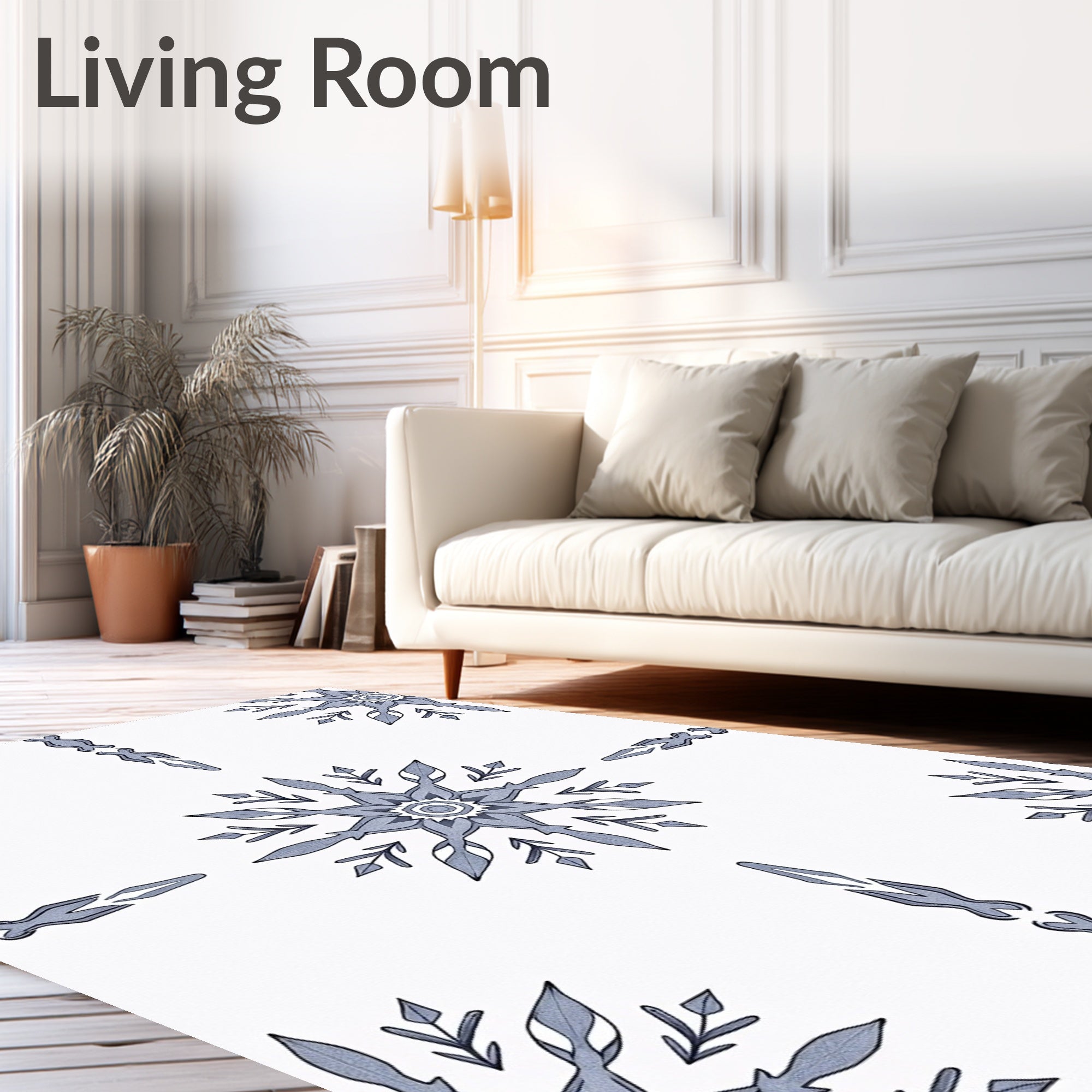 Pale Blue Snowflake Collage Rug