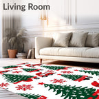 Cheery Red Santa Car Christmas Trees Rug