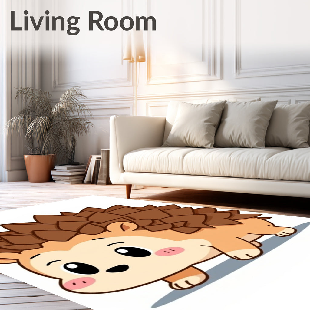 Cute Brown Hedgehog Animal Character Rug
