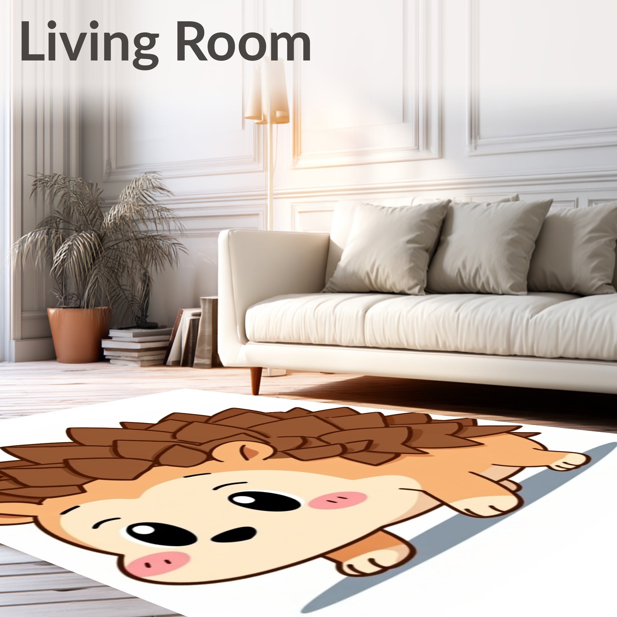 Cute Brown Hedgehog Animal Character Rug