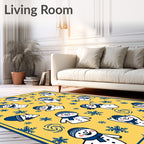 Whimsical Yellow Snowman Snowflake Collage Rug