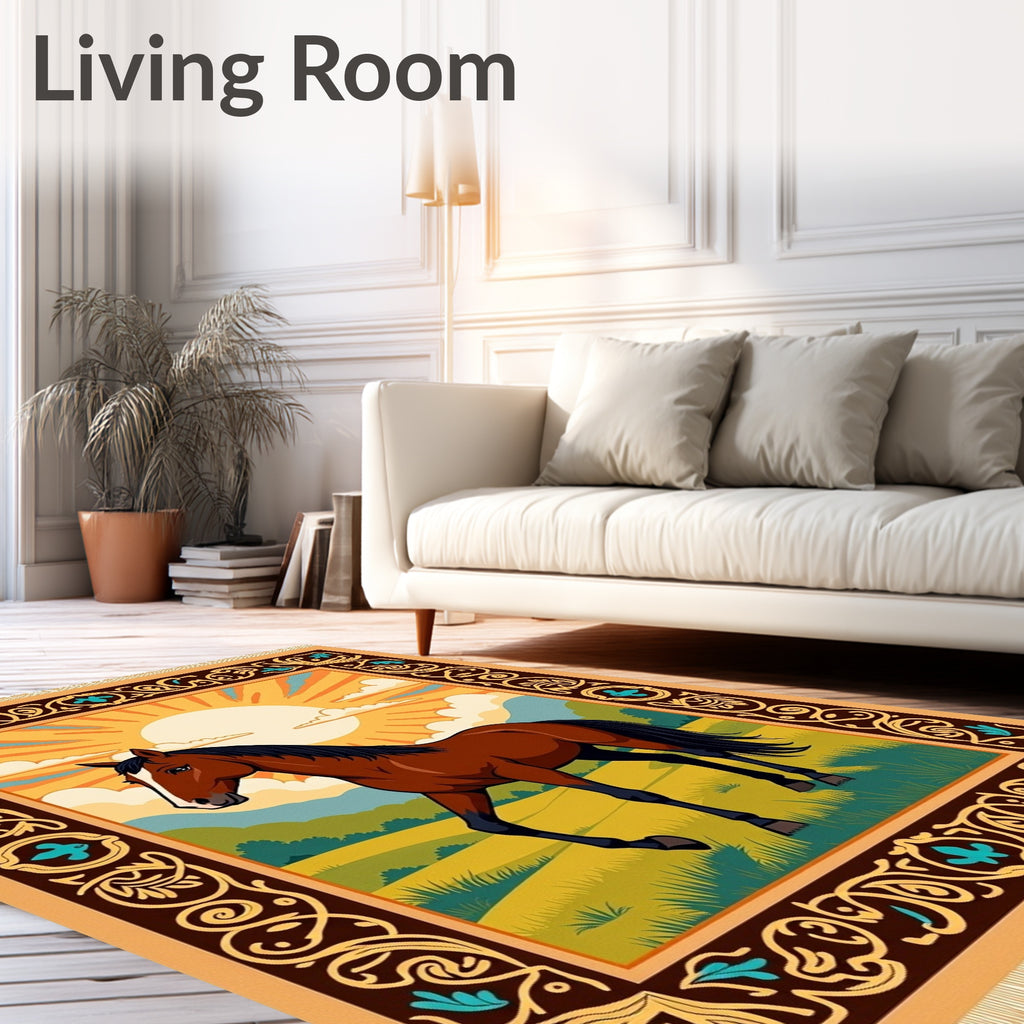 Bold Equine Sunset Landscape Rug
