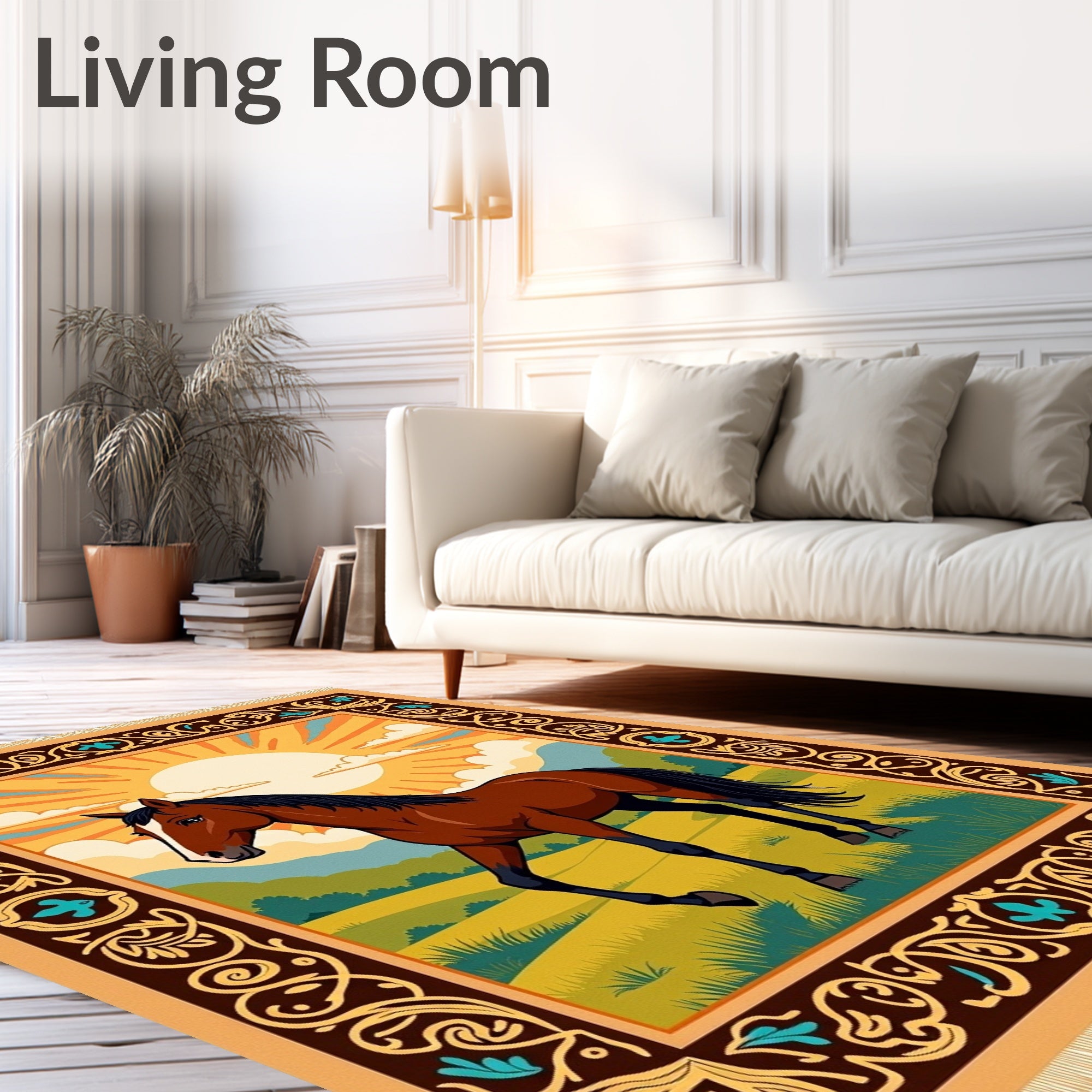 Bold Equine Sunset Landscape Rug