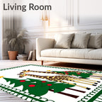 Whimsical Giraffe Christmas Tree Scene Rug
